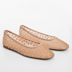 Rhinestone mesh ballet flats